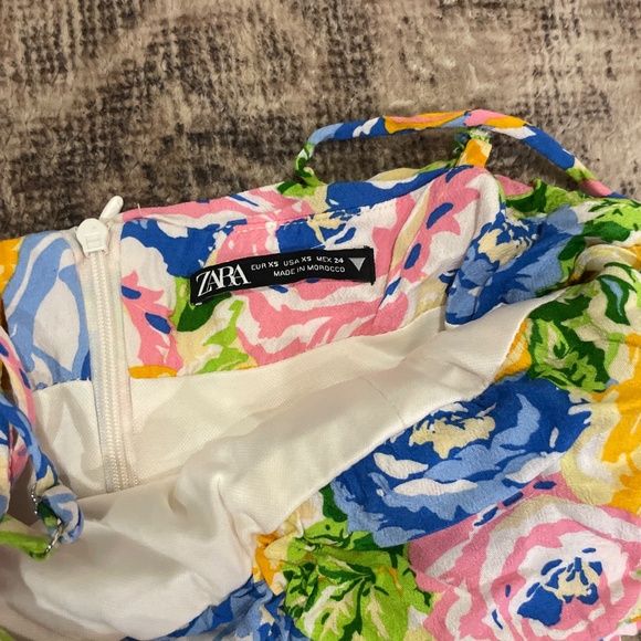 Zara Floral Mini Dress Size XS - Picture 3 of 4